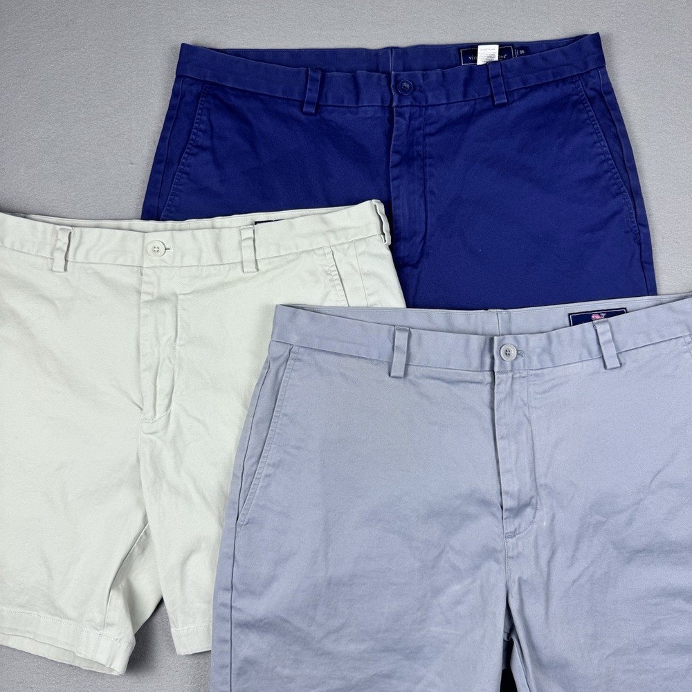 Lot of 3 Vineyard Vines Breaker Short Men 36 Chino 7" Golf Flat Front Canvas